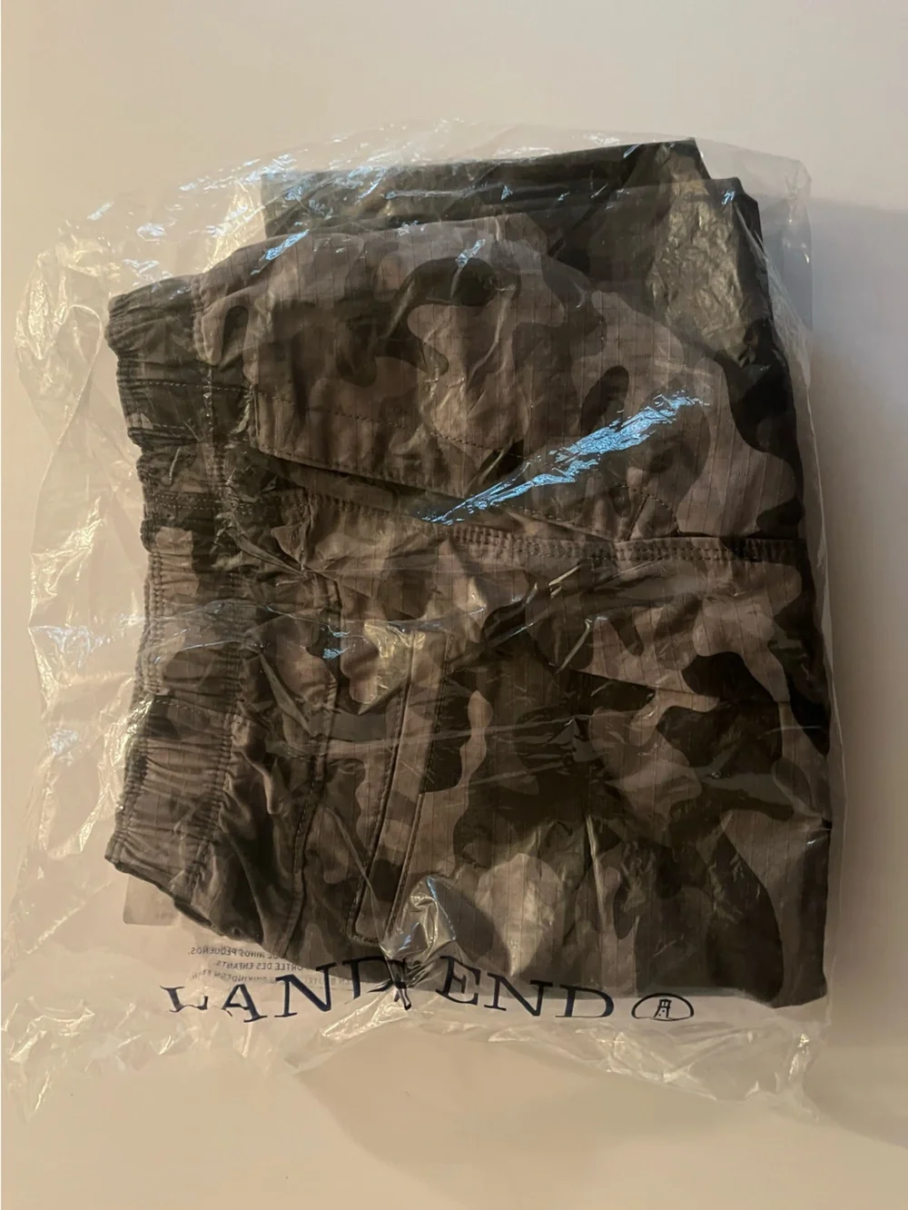 NEW Lands End Gray Camo Cargo Pants - Boys Size 12